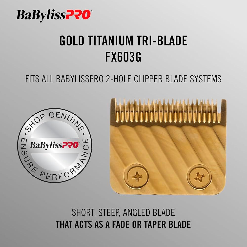 Lâmina Para Máquina De Cortar Cabelo BaBylissPRO Tri-Blade Titanium Dourado - FX603G